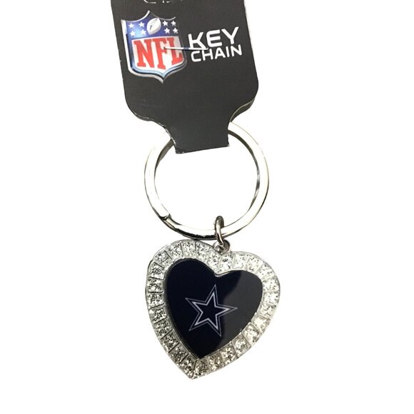 DALLAS COWBOYS HEART WITH RHINESTONES AND TEAM LOGO KEY CHAIN - Picture 2 of 4